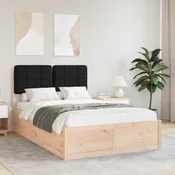 vidaXL Posteljni okvir z oblazinjenim vzglavjem Črna 120 x 200 cm