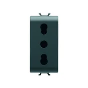 GEWISS GW12203 - Italijanska standardna utičnica 250V AC - 2P + E 16A Bivalentna - Satin Black - ChoruSmart
