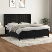 Greatstore Box spring postelja z vzmetnico črna 180x200 cm žamet