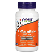 Now® Foods NOW L-karnitin, 500 mg, 60 rastlinskih kapsul