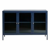 Plava metalna vitrina Unique Furniture Bronco, visina 85 cm