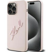 Karl Lagerfeld zaščitni ovitek Silicone Karl Script Pink iPhone 15 Pro