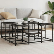 Greatstore Klubska mizica črna 91x91x40 inženirski les