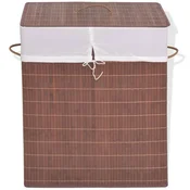 Vidaxl Koš za perilo iz bambusa pravokoten rjav