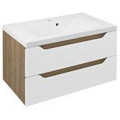 SAPHO WAVE Kopalniška Omara 80x45x48 cm, Bela/Dub Cuneo