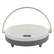 Ideus LED namizna svetilka z induktivnim polnilnikom, upravljanjem luči, stikalom na dotik in Bluetooth zvočnikom bela SATURN ZVOČNIK 03864