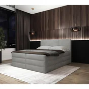 MID.YOU POSTELJA BOXSPRING 180 cm x 200 cm , les, tekstil, leseni material siva