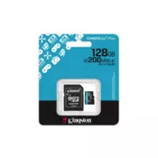Kingston SPOMINSKA KARTICA 128GB 4K microSD (2v1 MICRO-SDXC) 200MB/s