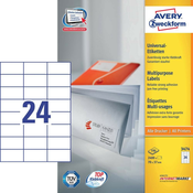 Avery-Zweckform Avery-Zweckform univerzalne naljepnice 3474 ( 70 mm x 37 mm), bijele, 2400 kom., trajne