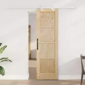 vidaXL Drsna vrata Naravna in bela 61 x 198,5 cm Trdna borovina