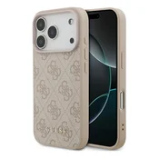 iPhone 17 Pro GUESS 4G CLASSIC silikonska futrola za telefon, otporna na udarce, ECO stražnja navlaka s efektom kože, RÓZAVA GUHCP17LG4GFPI