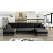 Kotna garnitura Miami 204 Alova 36 + Alova 04 Črna, Funkcija spanje, Predal, 304x140x80cm
