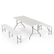 Homestar Pivski set mize 3-delni 180x70x74 cm bela