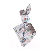 shumee Plišasta igrača Doudou Bunny, dvostranska bombažna in minky - turkizna vlečnica - siva