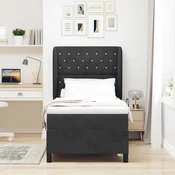 vidaXL Postelja z vzmetnico z vzmetnico Črna 200 x 90 cm Žamet