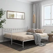 shumee vidaXL Kavč z izvlečnim okvirjem za posteljo bel kovinski 90x200 cm