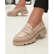 Resti Beige womens openwork moccasins on a solid sole Ejina - Footwear