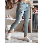 Spodnie damskie jeansowe skinny ze zdobieniem LUMITTA niebieskie Dstreet