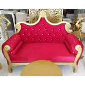 Casa Padrino luxury baroque sofa red/gold - Handmade solid wood living room sofa with fine velvet and rhinestones - Baroque furniture - Noble & Magnificent
