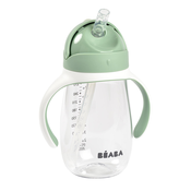Fľaša Bidon na učenie pitia Straw Cup Beaba Sage Green 300 ml so slamkou zelená od 8 mes BE913533