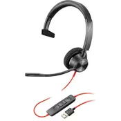 Slušalice s mikrofonom Plantronics - Blackwire 3310 MS USB-A, crne