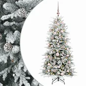 Vidaxl Umjetno božično drevo z okrasnimi kroglami 120 cm 150 LED