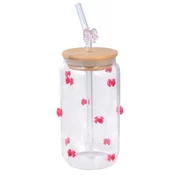 LIVEFY skodelica s slamico Bowy 400ml, roza