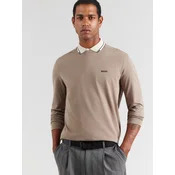 BOSS Majica dugih rukava 50506365 Tamno bež Regular Fit