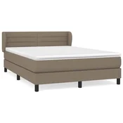Greatstore Box spring postelja z vzmetnico taupe 140x190 cm blago