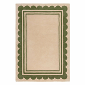 Zeleni/u prirodnoj boji ručno rađen vunen tepih 120x170 cm Lois Scallop – Flair Rugs