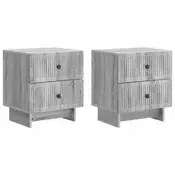vidaXL Nočna omarica s predalom 2 pcs Siva Sonoma 43 x 34,5 x 47,5 cm
