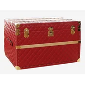 Casa Padrino luxury genuine leather suitcase red / gold 100 cm - Made in Italy