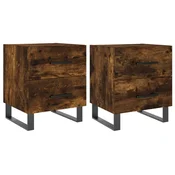 Vidaxl Nočna omarica 2 kosa dimljen hrast 40x35x47,5 cm inženirski les
