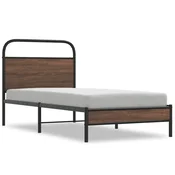 Vidaxl Posteljni okvir brez vzmetnice 107x203 cm rjavi hrast inž. les