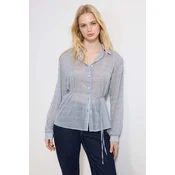 Trendyol Bluza golobje modra / črna