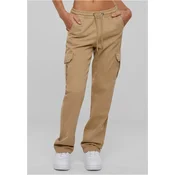 Womens high-waisted twill trousers unionbeige