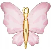 Folija balon BUTTERFLY roza rojstni dan enoletnik spomladanski travnik otroška zabavna zabava 69x69 cm