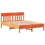 Vidaxl Posteljni okvir brez vzmetnice voščeno rjav 140x190 cm borovina