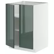METOD Podni element s policama/2 vrata, bela/Kallarp tamna sivozelena visokog sjaja, 60x60 cm