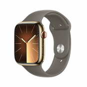 AppleWatch S9 Cellular od nehrdajuceg celika 45 mm zlatni - (sportski remen glineno smedi) S/M