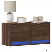 Zidni TV ormaric s LED svjetlima boja hrasta 80x31x38 cm