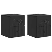 vidaXL Stenski nočni omarici s predalom 2 pcs Črna 33 x 34,5 x 40 cm