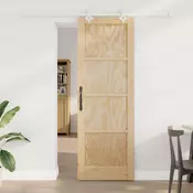 vidaXL Drsna vrata Naravna in bela 73,5 x 211 cm Trdna borovina