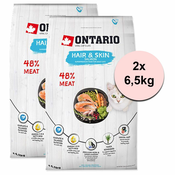 Ontario Cat Hair & Skin Salmon 2x6,5 kg