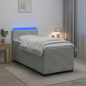 Postelja s pomičnim okvirjem, vzmetnico in LED Svetlo siva