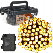 Springos novoletne lučke na baterije 120 LED 3000K 8 funkcij 9m