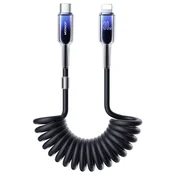 Joyroom Spiralni kabel USB-C – iPhone Lightning, serija Crystal-Clear, 30 W, 1,5 m – črn
