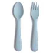 Mushie Fork and Spoon Set pribor Powder Blue 2 kos