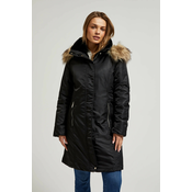 Womens jacket with fur hood MOODO - black