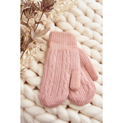 Warm womens one-finger gloves, pink